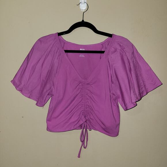 new Anthropologie Maeve Cinched Flutter-Sleeve Top size MP PM - Picture 1 of 10